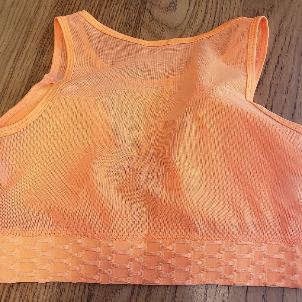 LA Society sweetheart mesh back textured sportsbra crop top bikini top hibiscus - Picture 6 of 11